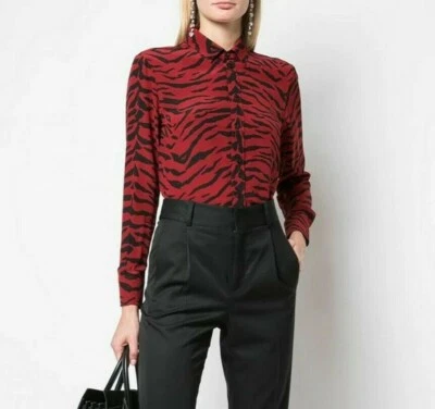 NUEVA BLUSA SAINT LAURENT de seda con estampado de cebra, FR 38/ US 6, precio de venta sugerido por el fabricante $1350 Foto 1 de 4