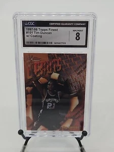 CGC 8 1997-98 TOPPS FINEST TIM DUNCAN DEVUTS WITH COATING #101 - Picture 1 of 3