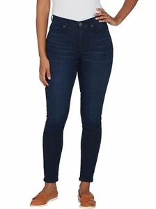 Isaac Mizrahi TRUE DENIM Petite 5-Pocket Ankle Jeans Hose Dark Indigo 10P - Bild 1 von 4
