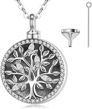 Sterling Silver Tree of Life Cremation Necklaces Celtic Tree Urn Pendant Chain 