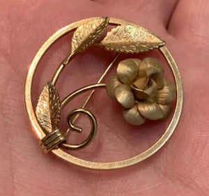 Broche prendedor vintage Amco 14K GF rosa flor - Imagen 1 de 4