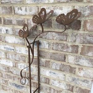 Balancing Butterfly Rocker Whirly Gig Balancer Yard Garden Lawn Art Metal Glass - Picture 1 of 8