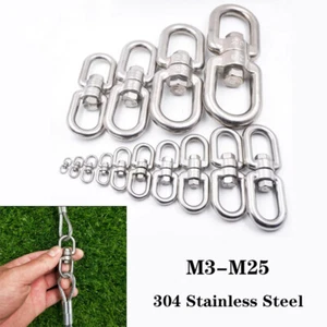Stainless Double Eye Swivel Rings Dog Leads Anti Tangle Hooks Boat Rope Chain - Picture 1 of 10