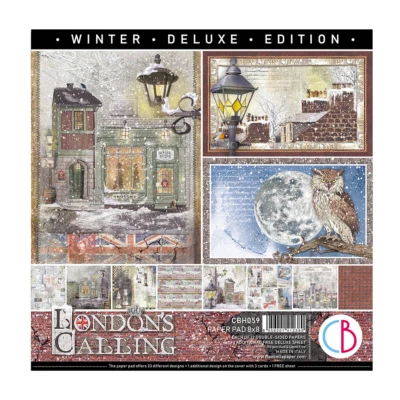 CIAO BELLA PAPER Ciao Bella LONDON's CALLING 8x8 Paper Pad 12 Sheets Scrapbook Night Snow