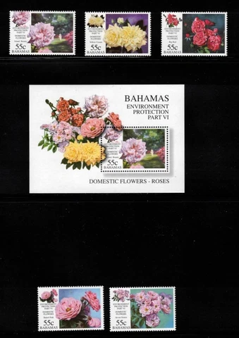 Bahamas Roses.Scott #920-925. Mint Never Hinged. 1998 Cover