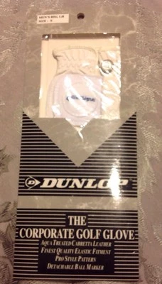 Guante de golf Dunlop blanco The Corporate de cuero para hombre regular diestro pequeño Foto 1 de 4