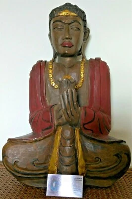 Impresionante Raro Buda Asiático Negro Tallado a Mano Madera 21" 54 cm Alto Foto 1 de 4