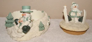 Crazy Mountain Snowman Candle Holder Base and Lid Winter Christmas (ToteH) - Picture 1 of 6