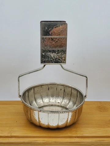 Vtg Hammered German Silver Ashtray Wmf Ikora Art Deco With Match Holder Cover