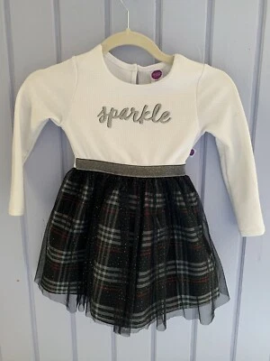 Dollie & Me девочек размер 6 праздничное платье 1 изделие L/S белый верхний красный клетку юбка. - Изображение 1 из 4