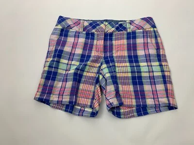 Talbots Blue Pink Yellow Plaid Shorts 6 Petite Linen Cotton Blend Nice! - Image 1 of 4