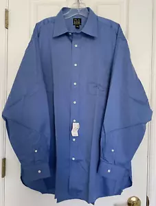 Jos A Bank Mens Cobalt Blue Herringbone Twill Long Sleeve Dress Shirt 17-35 NWT - Picture 1 of 6