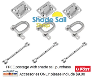 Shade Sail 8mm Installation Accessory Kit 9pcs Triangle/Right Angle TRA6-8mm - Picture 1 of 11