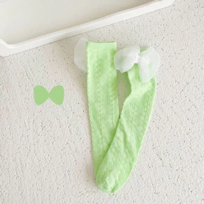 Calcetines de algodón antideslizantes con lazo Medias largas Calcetines para niños Medias para bebés Medias ~ Foto 1 de 4