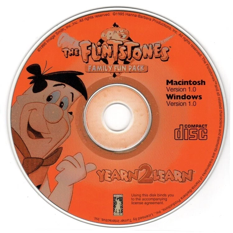 Flintstones Family Fun Pack (Age 3-10) (CD, 1995) for Win/Mac - NEW CD in SLEEVE - Image 1 of 1