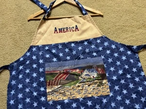 NEW USA American Farm Tractor Country Rural Western Americana Canvas Bib Apron - Picture 1 of 7