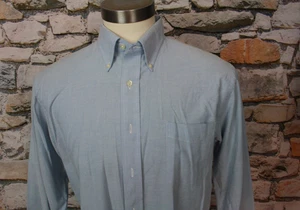 LANDS END Men’s Shirt Blue Oxford Cloth Cotton Blend Button Down Collar 16/34 - Picture 1 of 10