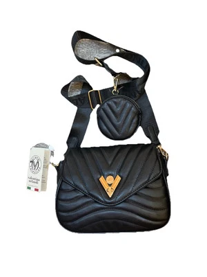 Valentino Orlandi Crossbody Quilted VEGAN Leather In Black NWT - Image 1 of 4