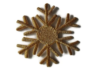 Gold Metallic Snowflake Embroidered Iron On Patch Applique Style C 2.38 In - Picture 1 of 1