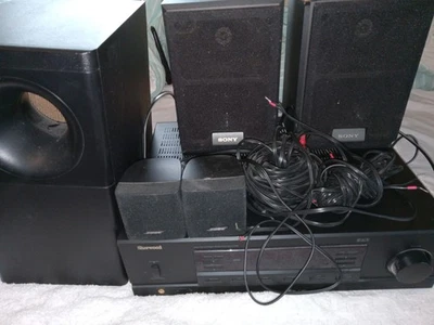Sistema de sonido receptor Sherwood con woofer BoseSub y altavoces Sony probado trabajo Foto 1 de 4