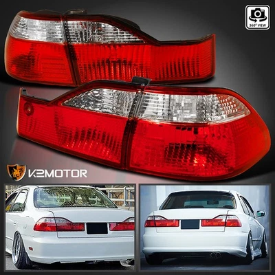 Red/Clear Fits 1998-2000 Honda Accord 4Dr Sedan Tail Lights Brake Lamps L+R Foto 1 de 4