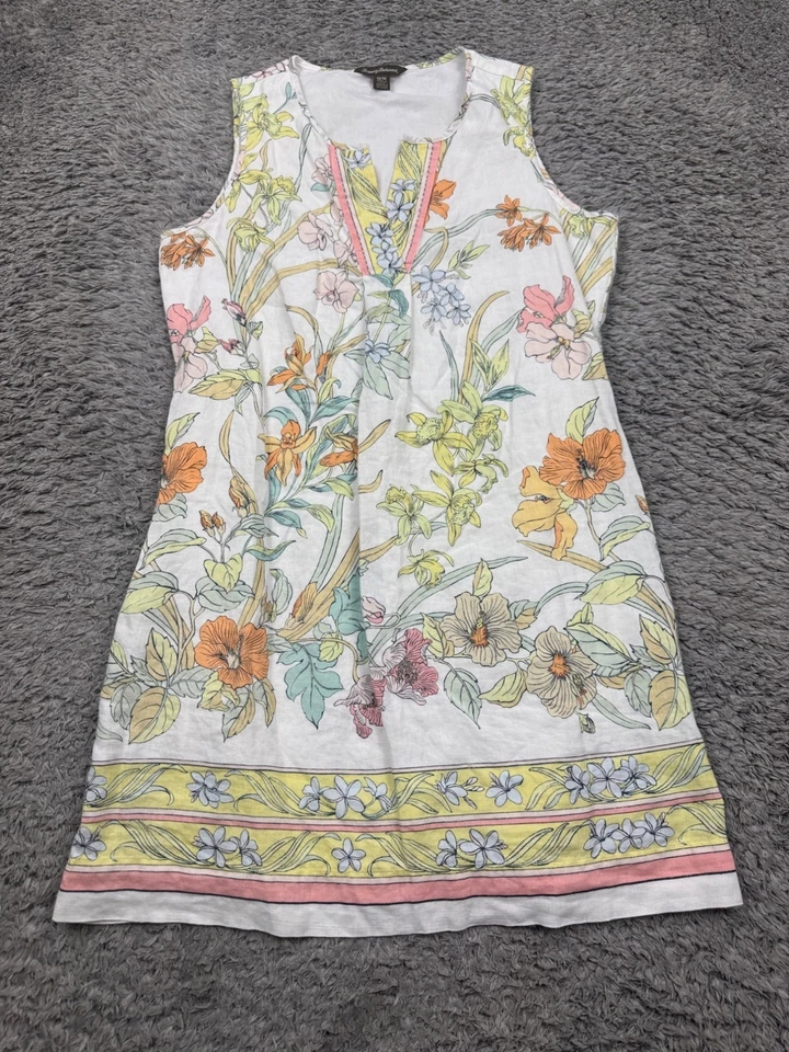 Tommy Bahama Dress Women Medium Rumba Linen Pastel Floral Tropic Shift Midi Boho - Image 1 of 4