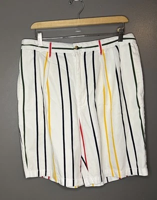 Pantalones cortos chinos Tommy Hilfiger vintage a rayas para hombre talla 35 Y2K Foto 1 de 4