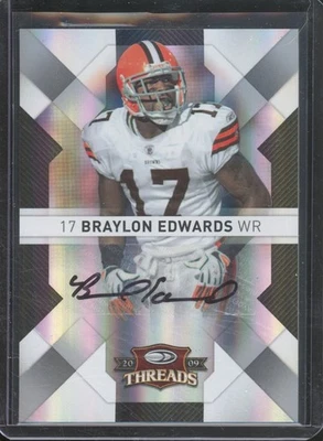 2009 Donruss Threads BRAYLON EDWARDS #24 Platinum Proof Auto /100 Browns SSP - Image 1 of 2