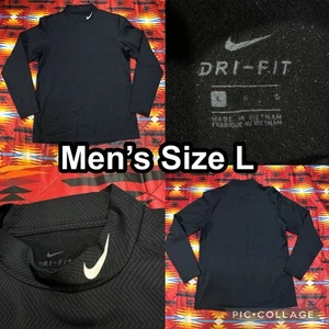 Nike Therma Baselayer Black Long Sleeve Shirt Mock Neck Dri-Fit  Men’s Large - Picture 1 of 8