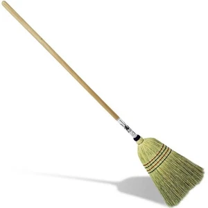 Handmade Amish Corn Broom – Heavy-Duty Wooden Straw Broom with Hardwood Handl... - Picture 1 of 6