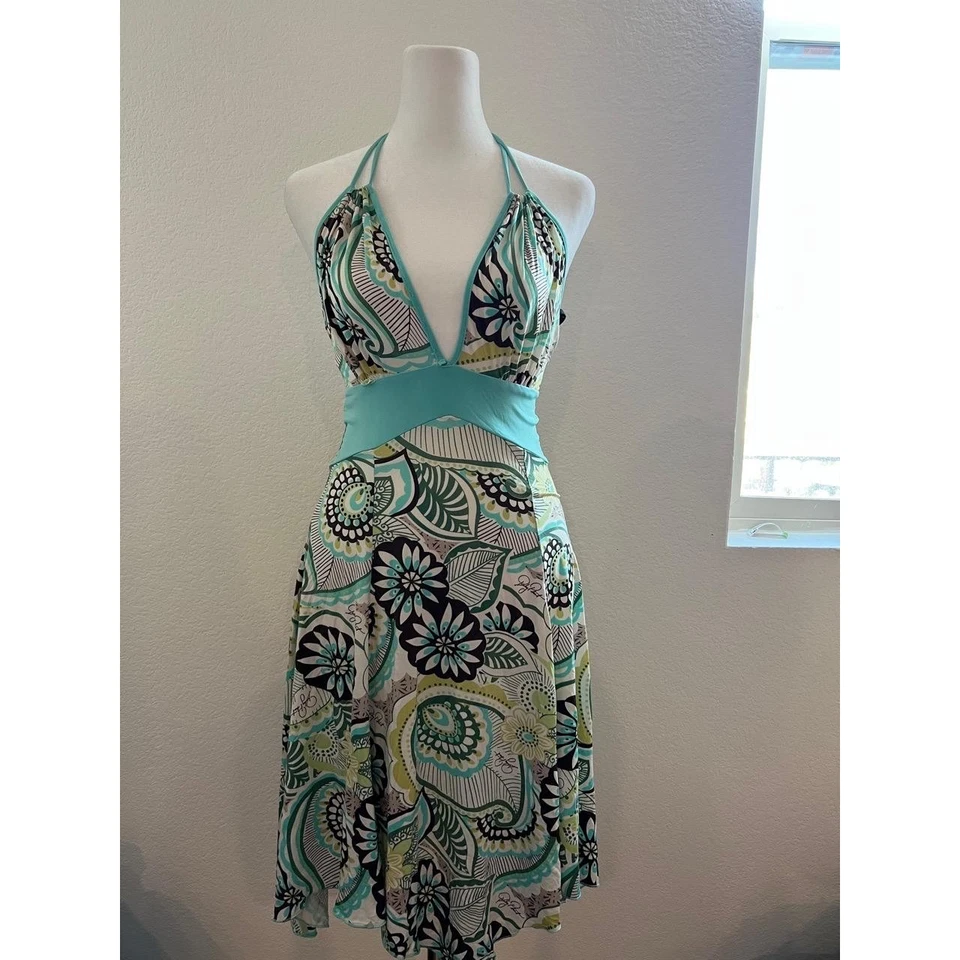Baby Phat Halter Dress Womens Small Multi-Color Floral Backless Tie Back Y2K - Image 1 of 4