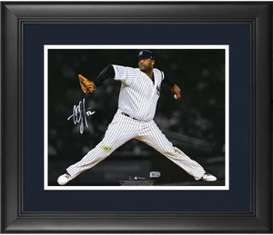 CC Sabathia Yankees FRMD Signed 11x14 Final Start Throwing Spotlight Photograph - Picture 1 of 1