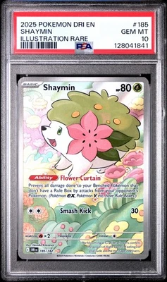2025 POKEMON DRI EN-DESTINED RIVALS ILLUSTRATION RARE #185 SHAYMIN PSA 10 - Image 1 of 2