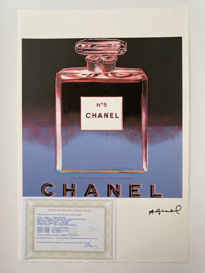 Andy WARHOL "Chanel" Litografía, Certificado, Edición Limitada, Firmado, Arte Mural, Foto 1 de 4