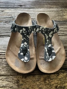 Sandali Papillio Birkenstock Gizeh neri magnolia floreali taglia 7 EU 38 INDOSSATI 2x CE - Foto 1 di 9