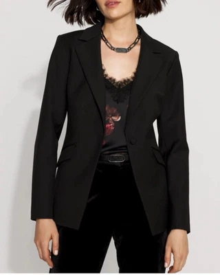 WHBM Traje Chaqueta Blazer 14 Negro Clásico Botón Único Poliéster Lavable $199 Foto 1 de 4