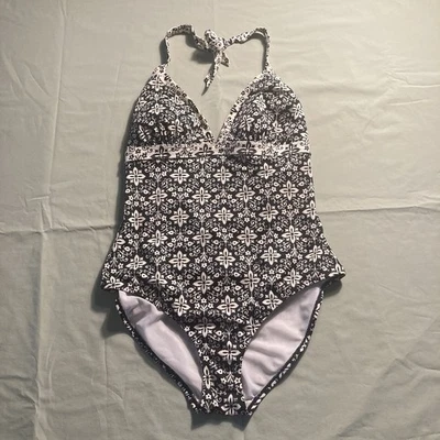 boden one piece swimsuit Size 12 Black & White Geometric Design - Image 1 of 4