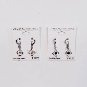 Swarovski Crystal Romance Purple/Pink Dangle Drop Silverplate Earrings MSRP $80 - Picture 1 of 2