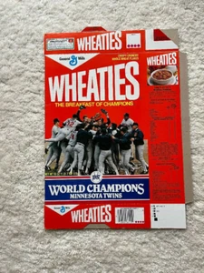 1987 Minnesota Twins World Series Champions Wheaties Factory Flat Cereal Box - Bild 1 von 2