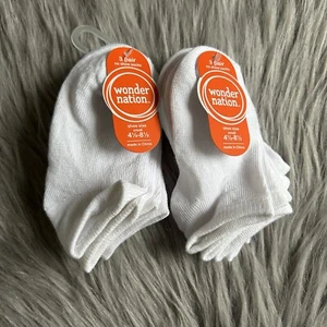 Wonder Nation 3 Pair White No Show Socks Kids Size Small 4 1/2-8 1/2 - Picture 1 of 3