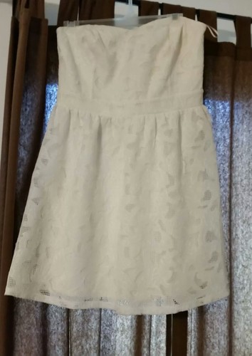 OFF WHITE Express Strapless Cream Off White Lace short Dress Size 10