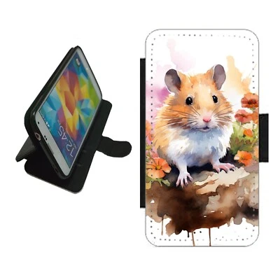 Hamster Phone Case Wallet flip cover For iPhone Samsung HAM1 cute animal - Image 1 of 4