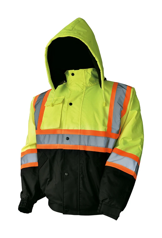 Hi-Vis Insulated Safety Bomber Reflective Class 3 Winter Jacket Warm Lined Coat  - Image 1 of 4