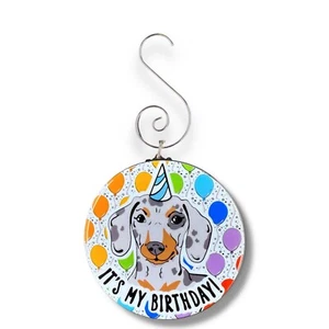 Mini adorno de cumpleaños para perro Dachshund hecho a mano regalo de celebración - Imagen 1 de 5