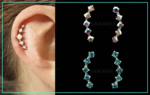 Orecchini in Argento 925% helix cartilagine Lobo azzurro boreale - Picture 1 of 10