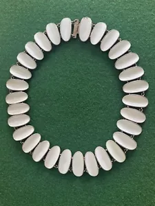 Iconic White David Andersen 925S Sterling Enamel Ovals Choker Necklace - Picture 1 of 4
