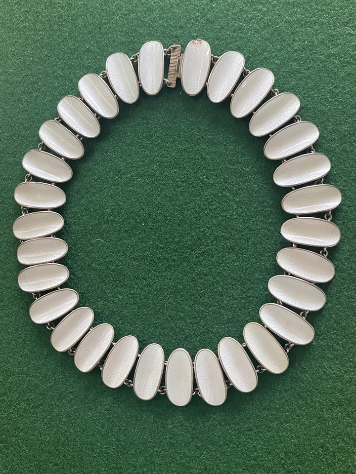 Collar Gargantilla Icónico Blanco David Andersen 925S Esmalte Esterlina Ovalos Foto 1 de 4