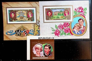 CENTRAL AFRICAN REP. Sc C251-3 NH IMPERF GOLD FOIL 1V+2S/S OF 1981-ROYAL WEDDING - Picture 1 of 1