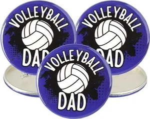Botones azules de voleibol papá botón de juego botones diurnos padres ropa espiritual - paquete de 3 - Imagen 1 de 7