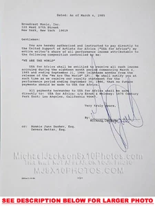 LETTERA DI DONAZIONE MICHAEL JACKSON WATW 1xFOTO RARA - Foto 1 di 1